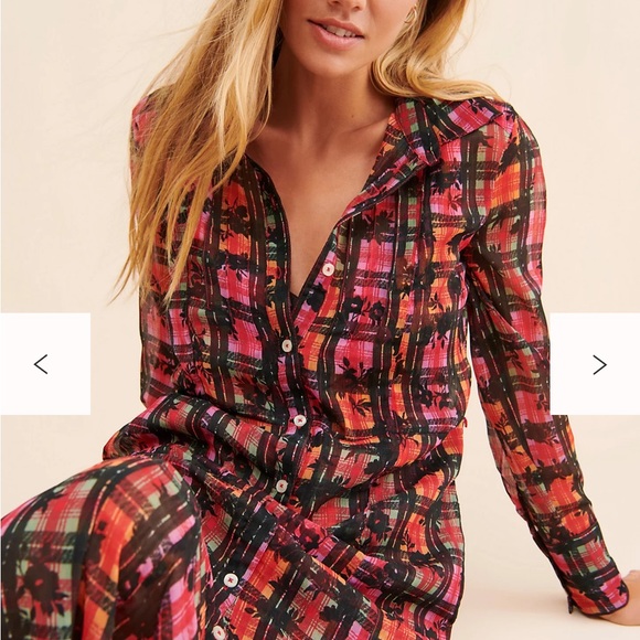 Free People Multicolor Plaid Long Sleeve Dress - Picture 2 of 8